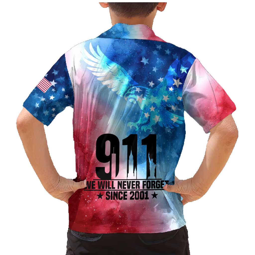 Patriotic 911 Memorial Patriot Day Family Matching Mermaid Dress and Hawaiian Shirt American Flag and Bald Eagle - Wonder Print Shop