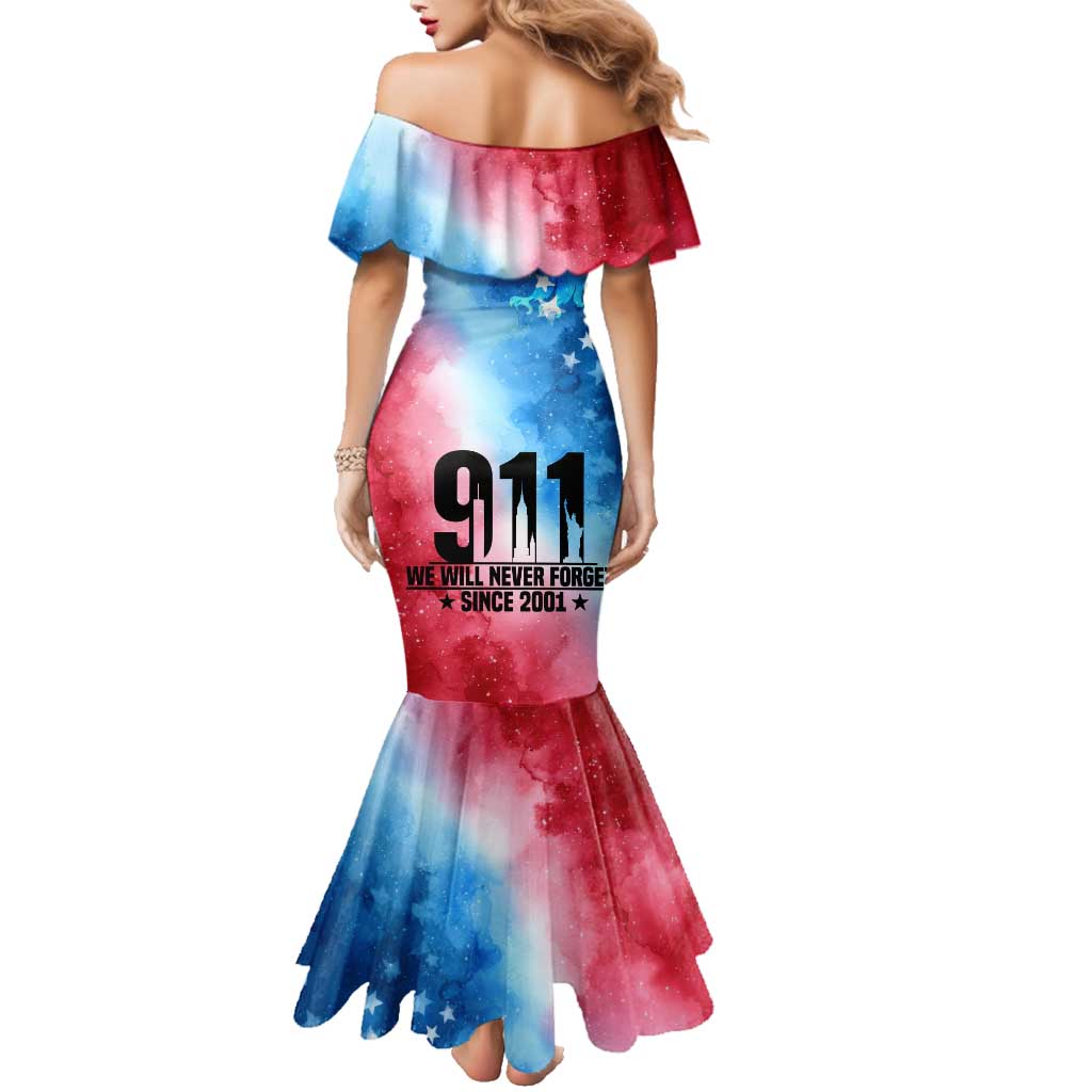 Patriotic 911 Memorial Patriot Day Family Matching Mermaid Dress and Hawaiian Shirt American Flag and Bald Eagle - Wonder Print Shop