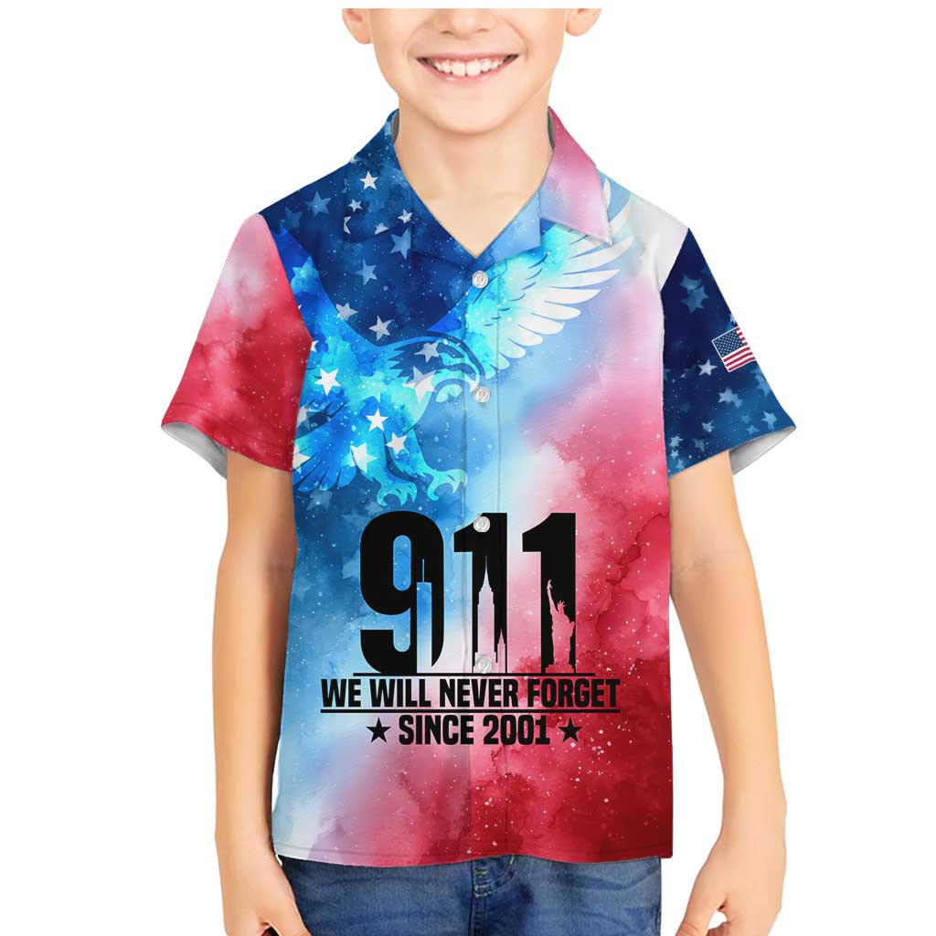 Patriotic 911 Memorial Patriot Day Family Matching Mermaid Dress and Hawaiian Shirt American Flag and Bald Eagle - Wonder Print Shop