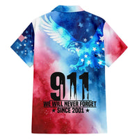 Patriotic 911 Memorial Patriot Day Family Matching Off The Shoulder Long Sleeve Dress and Hawaiian Shirt American Flag and Bald Eagle - Wonder Print Shop