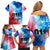 Patriotic 911 Memorial Patriot Day Family Matching Off Shoulder Short Dress and Hawaiian Shirt American Flag and Bald Eagle - Wonder Print Shop