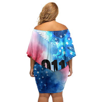 Patriotic 911 Memorial Patriot Day Family Matching Off Shoulder Short Dress and Hawaiian Shirt American Flag and Bald Eagle - Wonder Print Shop