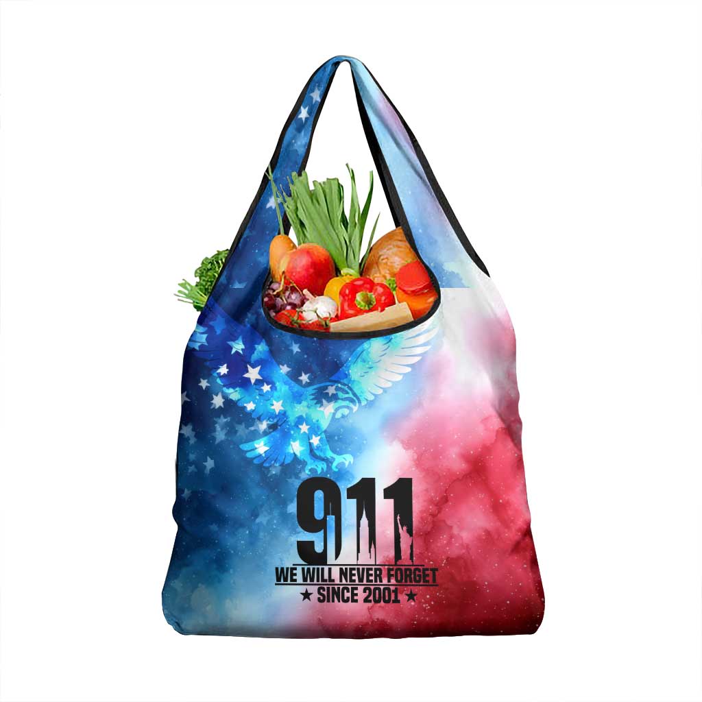 Patriotic 911 Memorial Patriot Day Grocery Bag American Flag and Bald Eagle - Wonder Print Shop
