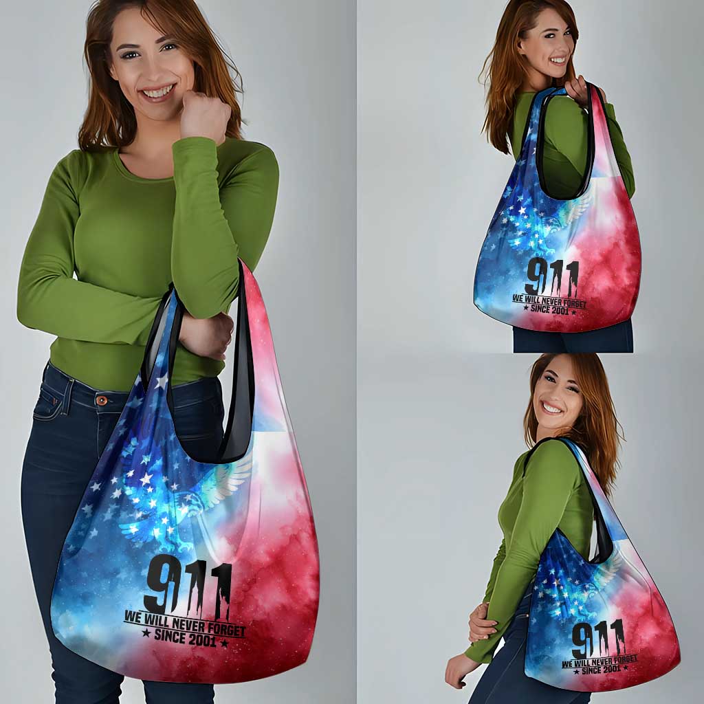 Patriotic 911 Memorial Patriot Day Grocery Bag American Flag and Bald Eagle - Wonder Print Shop