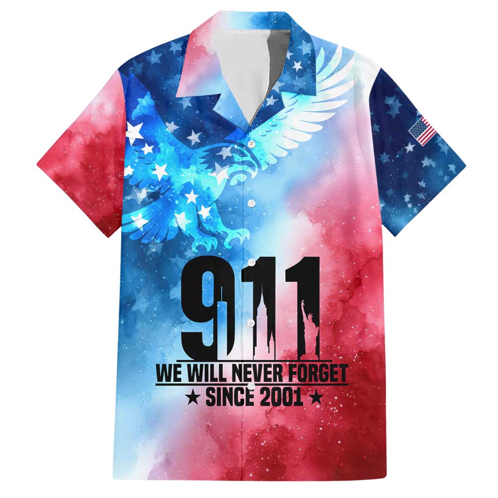 Patriotic 911 Memorial Patriot Day Hawaiian Shirt American Flag and Bald Eagle - Wonder Print Shop
