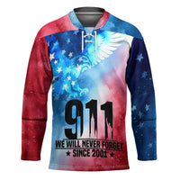 Patriotic 911 Memorial Patriot Day Hockey Jersey American Flag and Bald Eagle - Wonder Print Shop
