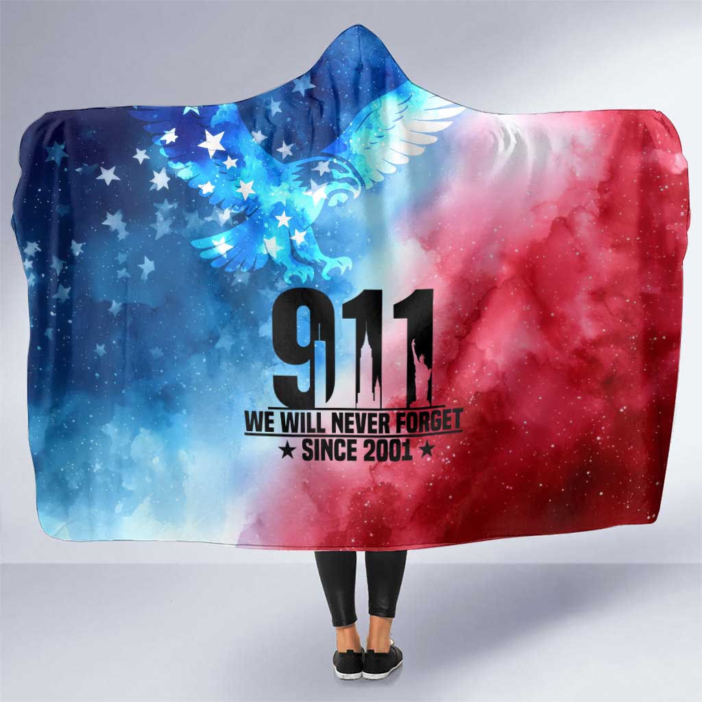 Patriotic 911 Memorial Patriot Day Hooded Blanket American Flag and Bald Eagle - Wonder Print Shop