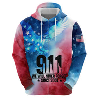 Patriotic 911 Memorial Patriot Day Hoodie American Flag and Bald Eagle - Wonder Print Shop