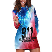 Patriotic 911 Memorial Patriot Day Hoodie Dress American Flag and Bald Eagle - Wonder Print Shop