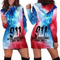 Patriotic 911 Memorial Patriot Day Hoodie Dress American Flag and Bald Eagle - Wonder Print Shop