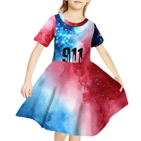 Patriotic 911 Memorial Patriot Day Kid Short Sleeve Dress American Flag and Bald Eagle - Wonder Print Shop