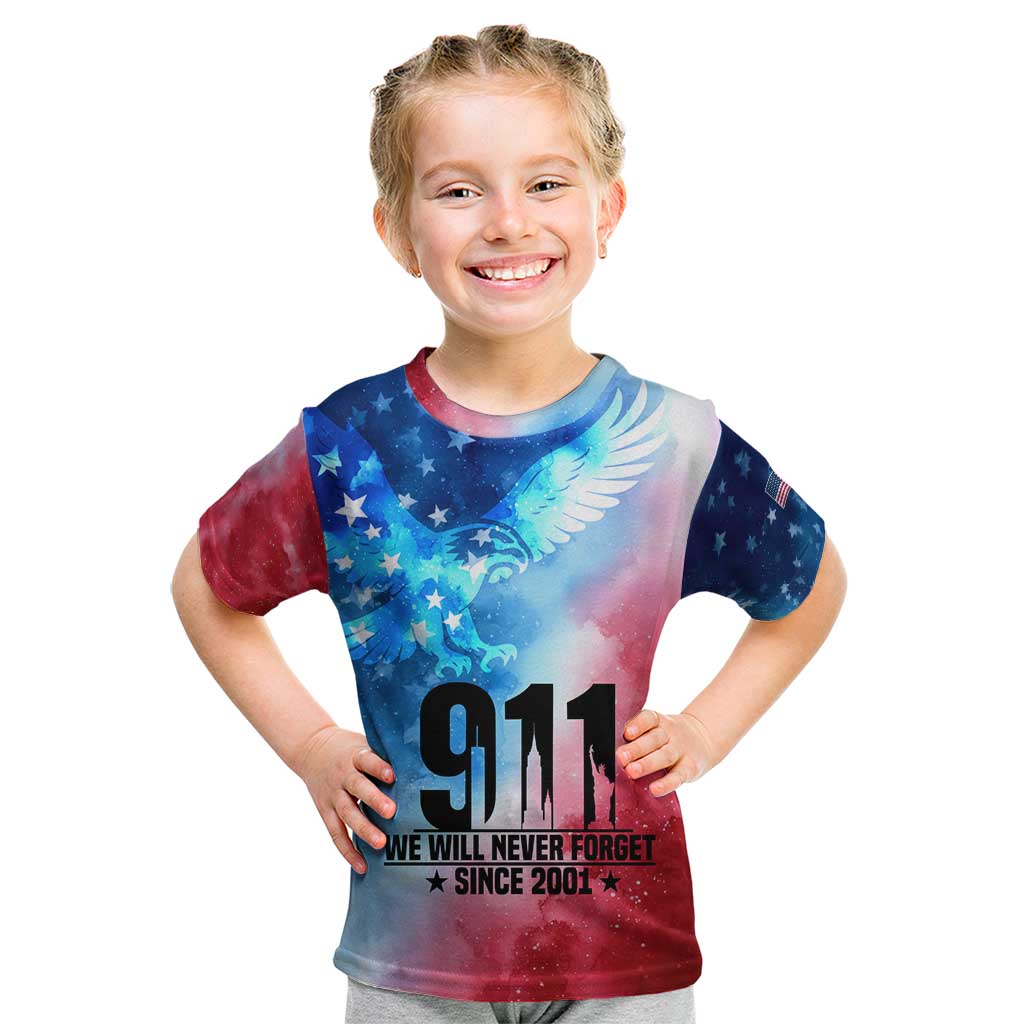 Patriotic 911 Memorial Patriot Day Kid T Shirt American Flag and Bald Eagle - Wonder Print Shop