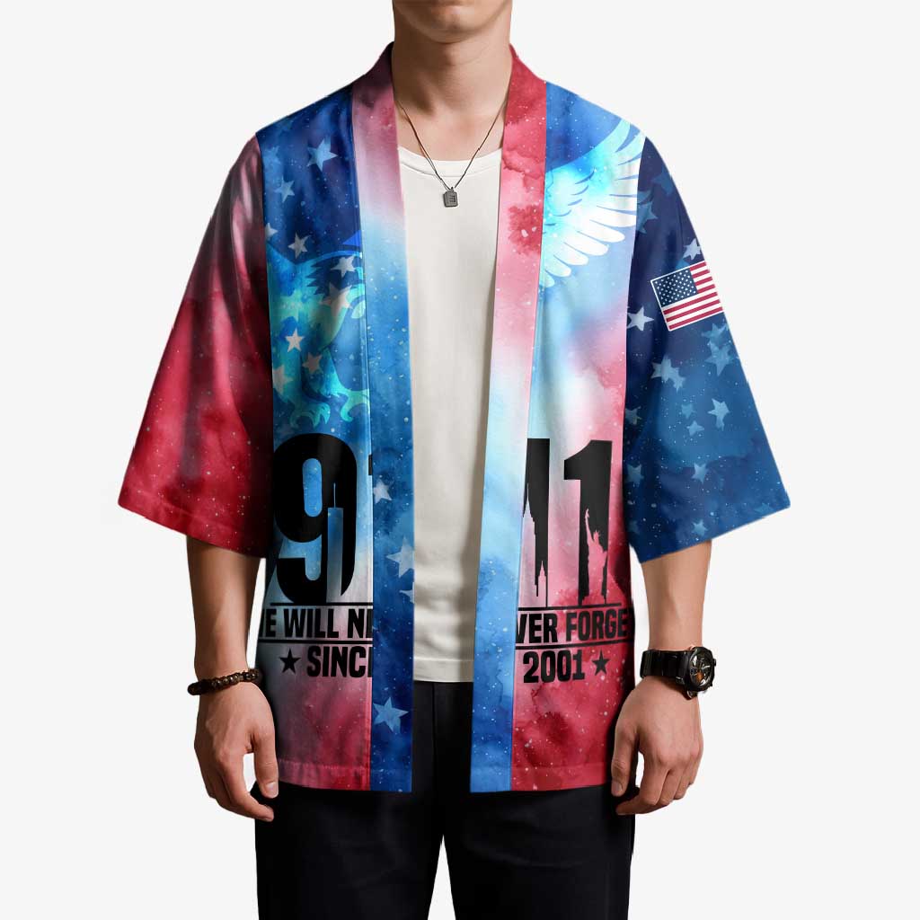 Patriotic 911 Memorial Patriot Day Kimono American Flag and Bald Eagle - Wonder Print Shop