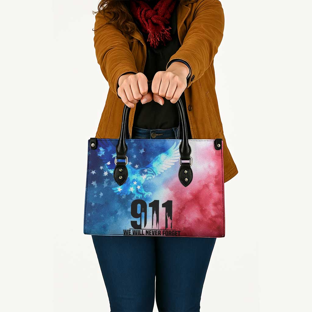 Patriotic 911 Memorial Patriot Day Leather Bag American Flag and Bald Eagle - Wonder Print Shop