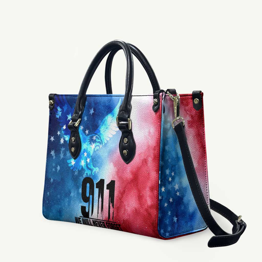Patriotic 911 Memorial Patriot Day Leather Bag American Flag and Bald Eagle - Wonder Print Shop