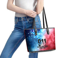 Patriotic 911 Memorial Patriot Day Leather Tote Bag American Flag and Bald Eagle - Wonder Print Shop
