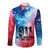 Patriotic 911 Memorial Patriot Day Long Sleeve Button Shirt American Flag and Bald Eagle - Wonder Print Shop