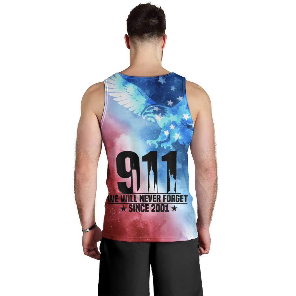 Patriotic 911 Memorial Patriot Day Men Tank Top American Flag and Bald Eagle - Wonder Print Shop