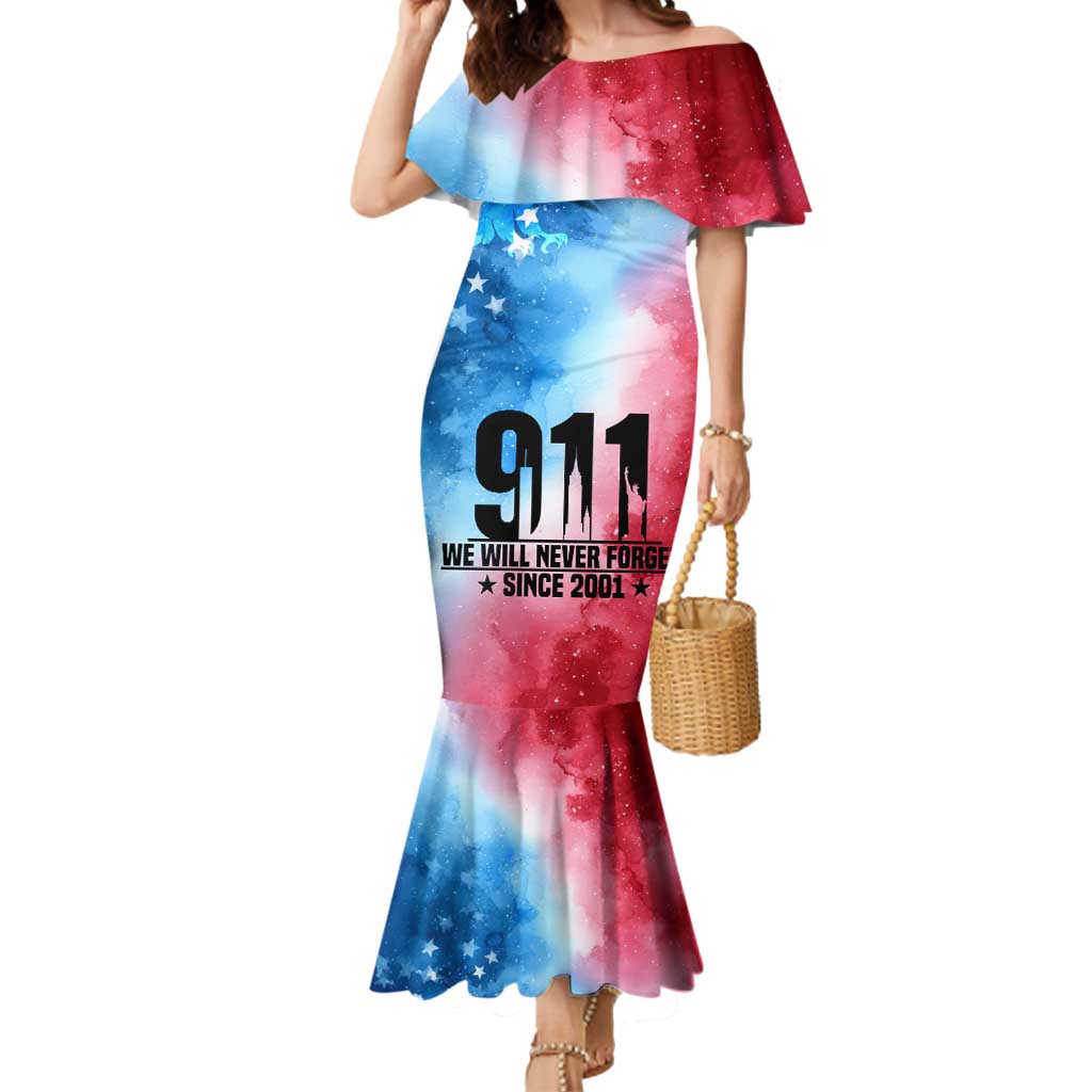 Patriotic 911 Memorial Patriot Day Mermaid Dress American Flag and Bald Eagle - Wonder Print Shop