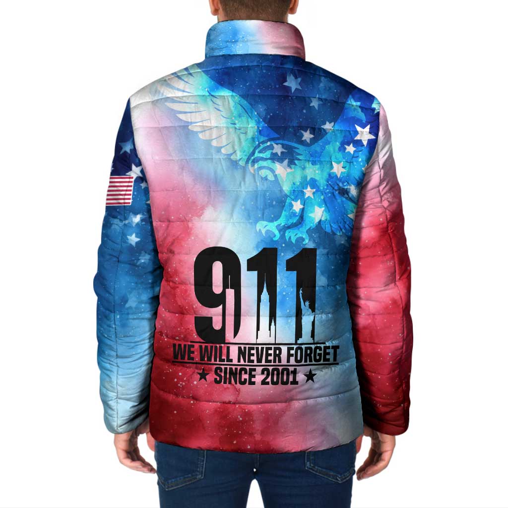 Patriotic 911 Memorial Patriot Day Padded Jacket American Flag and Bald Eagle - Wonder Print Shop