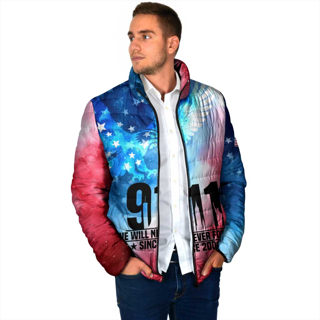 Patriotic 911 Memorial Patriot Day Padded Jacket American Flag and Bald Eagle - Wonder Print Shop