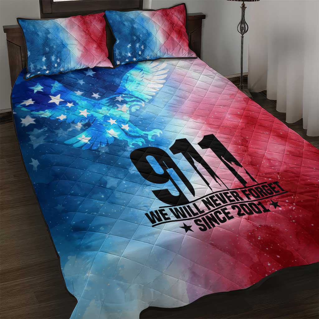 Patriotic 911 Memorial Patriot Day Quilt Bed Set American Flag and Bald Eagle - Wonder Print Shop