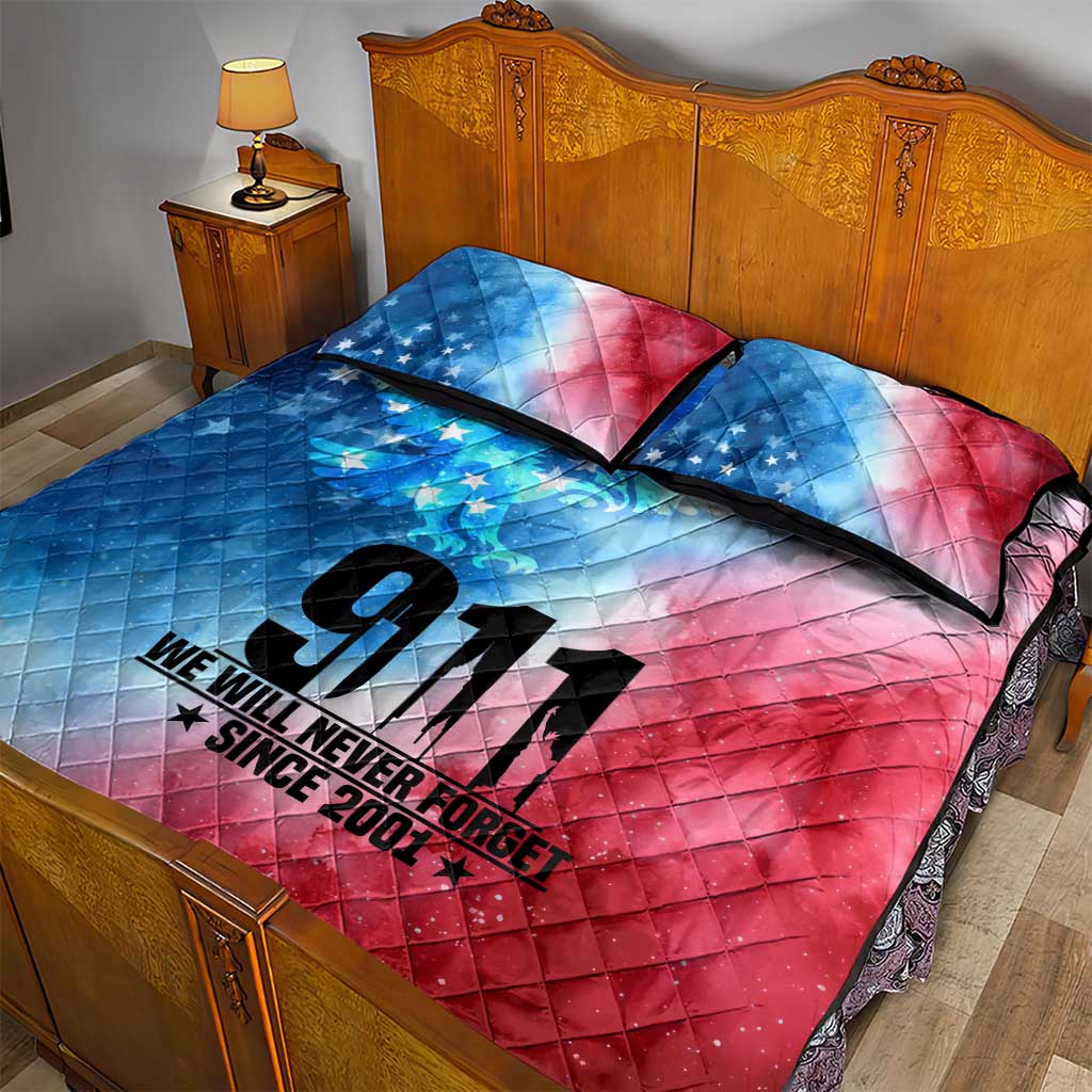 Patriotic 911 Memorial Patriot Day Quilt Bed Set American Flag and Bald Eagle - Wonder Print Shop