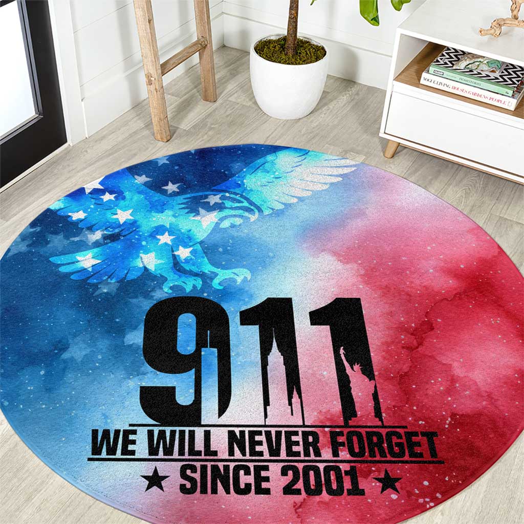 Patriotic 911 Memorial Patriot Day Round Carpet American Flag and Bald Eagle - Wonder Print Shop