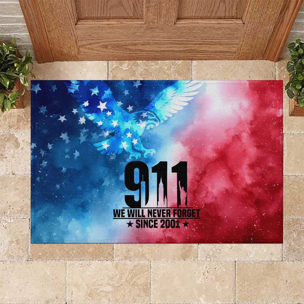 Patriotic 911 Memorial Patriot Day Rubber Doormat American Flag and Bald Eagle - Wonder Print Shop