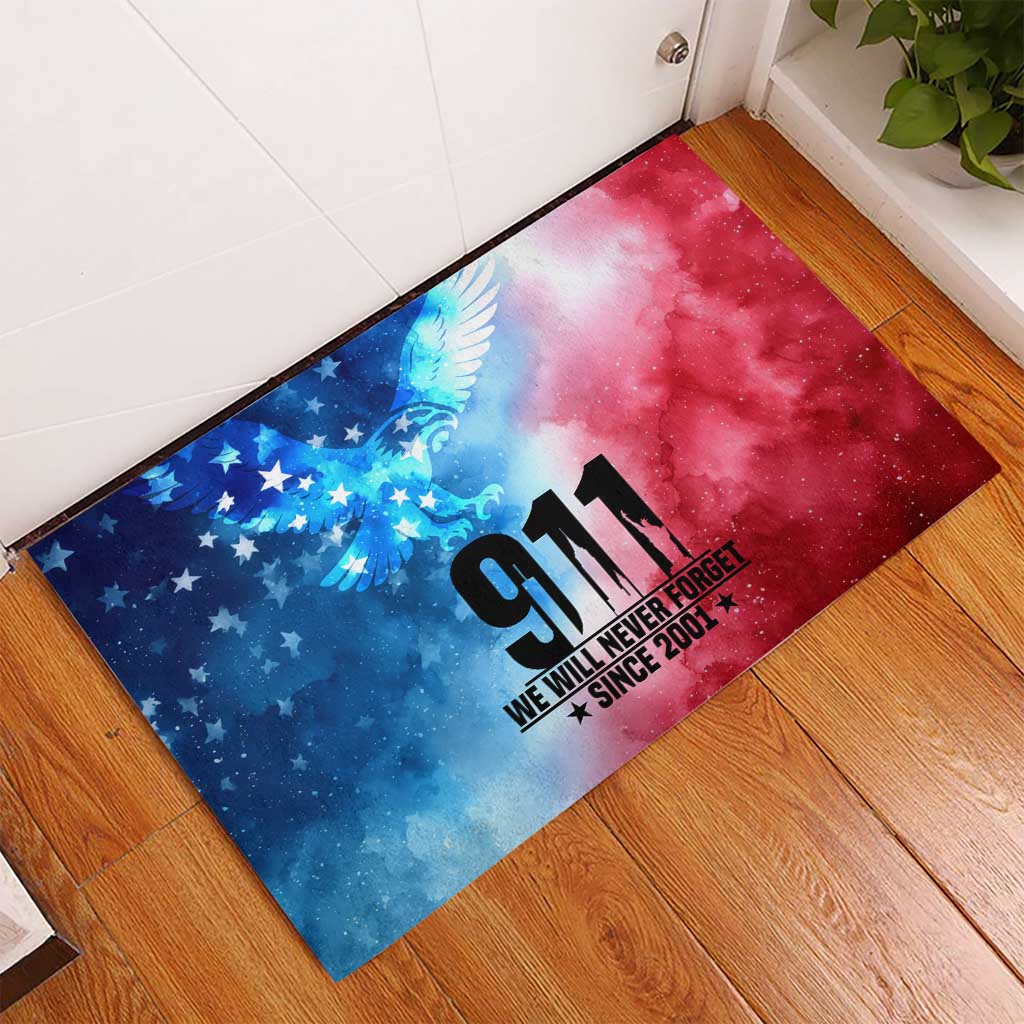 Patriotic 911 Memorial Patriot Day Rubber Doormat American Flag and Bald Eagle - Wonder Print Shop