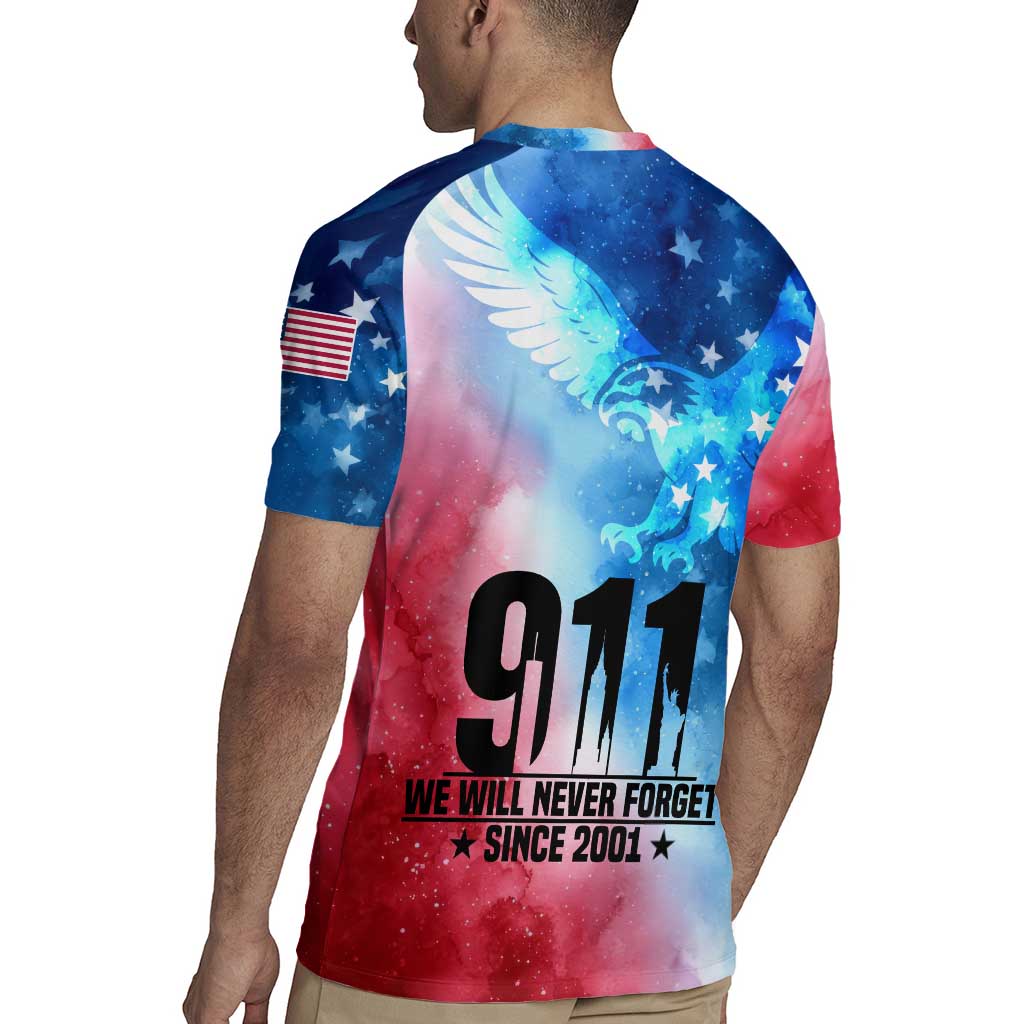 Patriotic 911 Memorial Patriot Day Rugby Jersey American Flag and Bald Eagle - Wonder Print Shop
