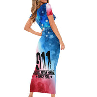 Patriotic 911 Memorial Patriot Day Short Sleeve Bodycon Dress American Flag and Bald Eagle - Wonder Print Shop