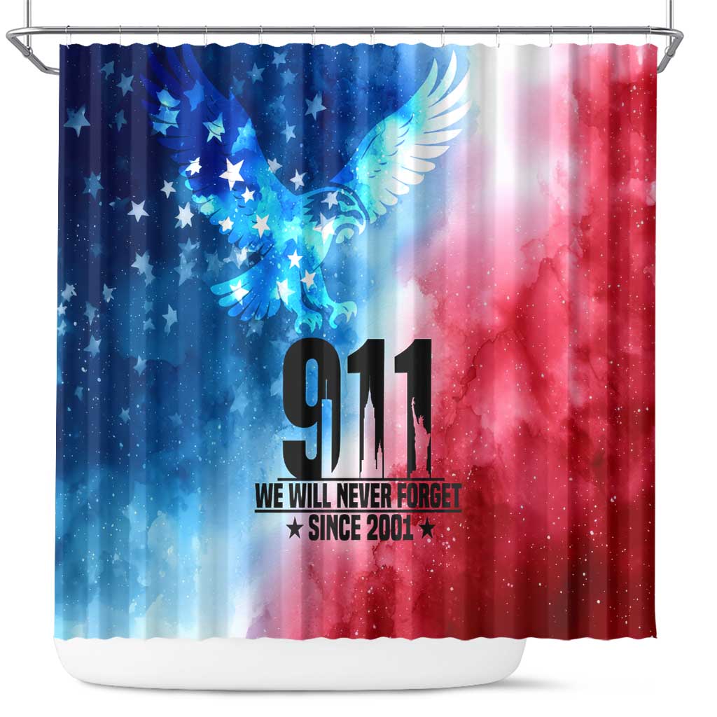 Patriotic 911 Memorial Patriot Day Shower Curtain American Flag and Bald Eagle - Wonder Print Shop