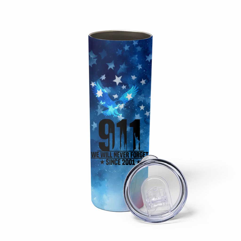 Patriotic 911 Memorial Patriot Day Skinny Tumbler American Flag and Bald Eagle - Wonder Print Shop