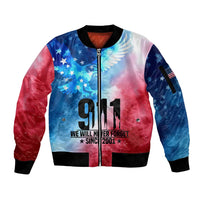 Patriotic 911 Memorial Patriot Day Sleeve Zip Bomber Jacket American Flag and Bald Eagle - Wonder Print Shop
