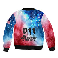 Patriotic 911 Memorial Patriot Day Sleeve Zip Bomber Jacket American Flag and Bald Eagle - Wonder Print Shop