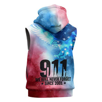 Patriotic 911 Memorial Patriot Day Sleeveless Hoodie American Flag and Bald Eagle - Wonder Print Shop