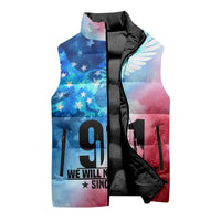 Patriotic 911 Memorial Patriot Day Sleeveless Puffer Jacket American Flag and Bald Eagle - Wonder Print Shop