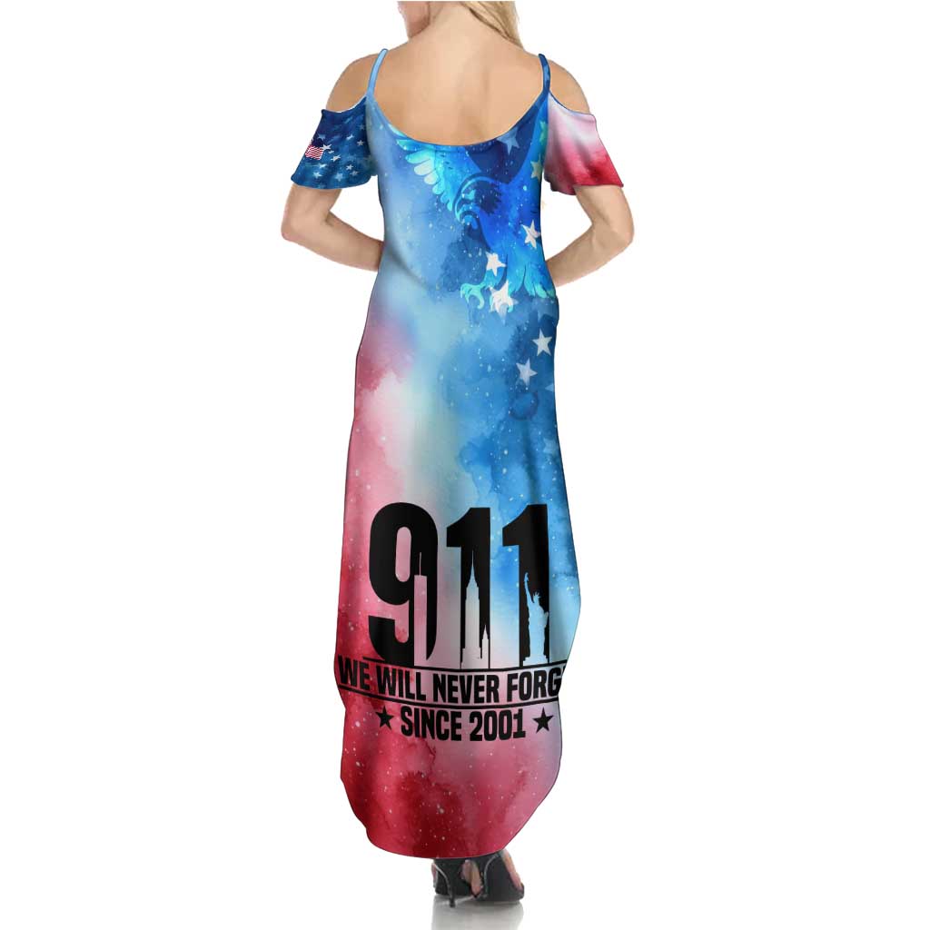 Patriotic 911 Memorial Patriot Day Summer Maxi Dress American Flag and Bald Eagle - Wonder Print Shop