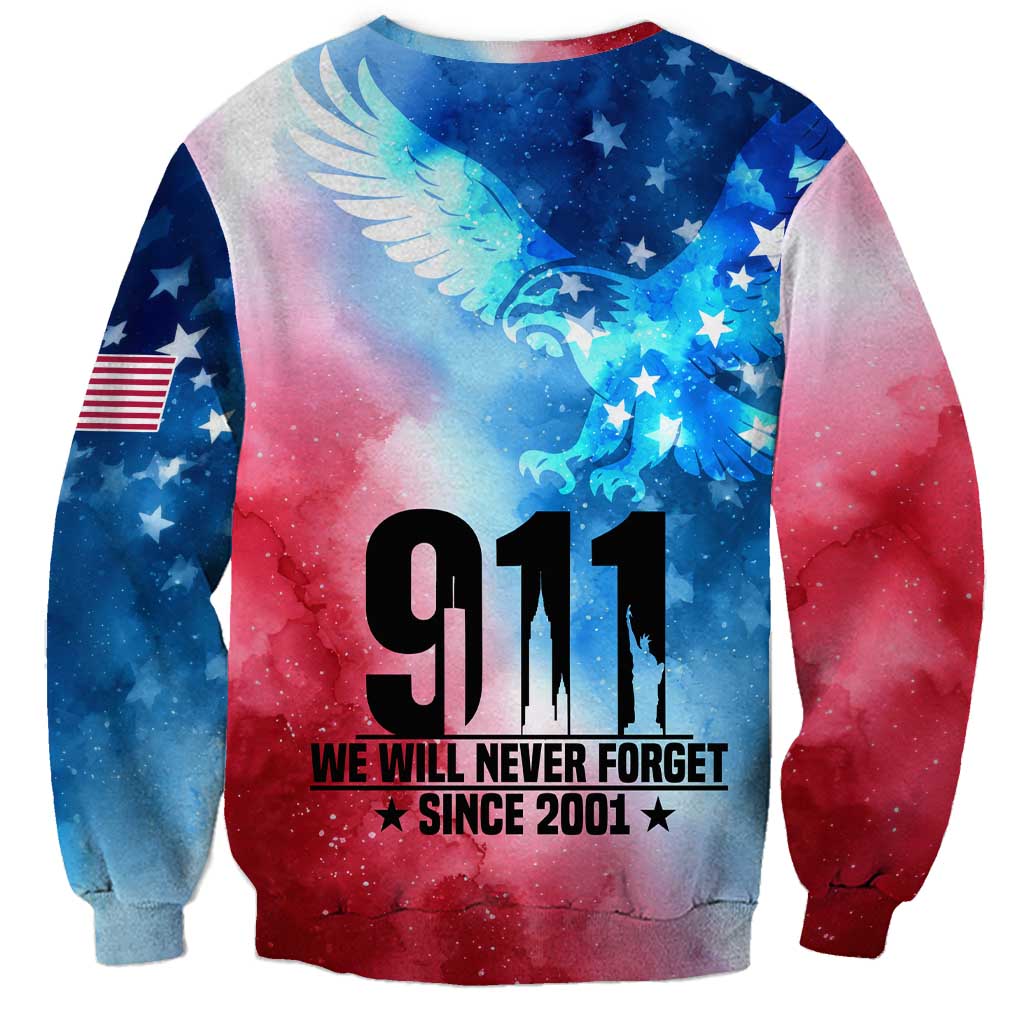 Patriotic 911 Memorial Patriot Day Sweatshirt American Flag and Bald Eagle - Wonder Print Shop