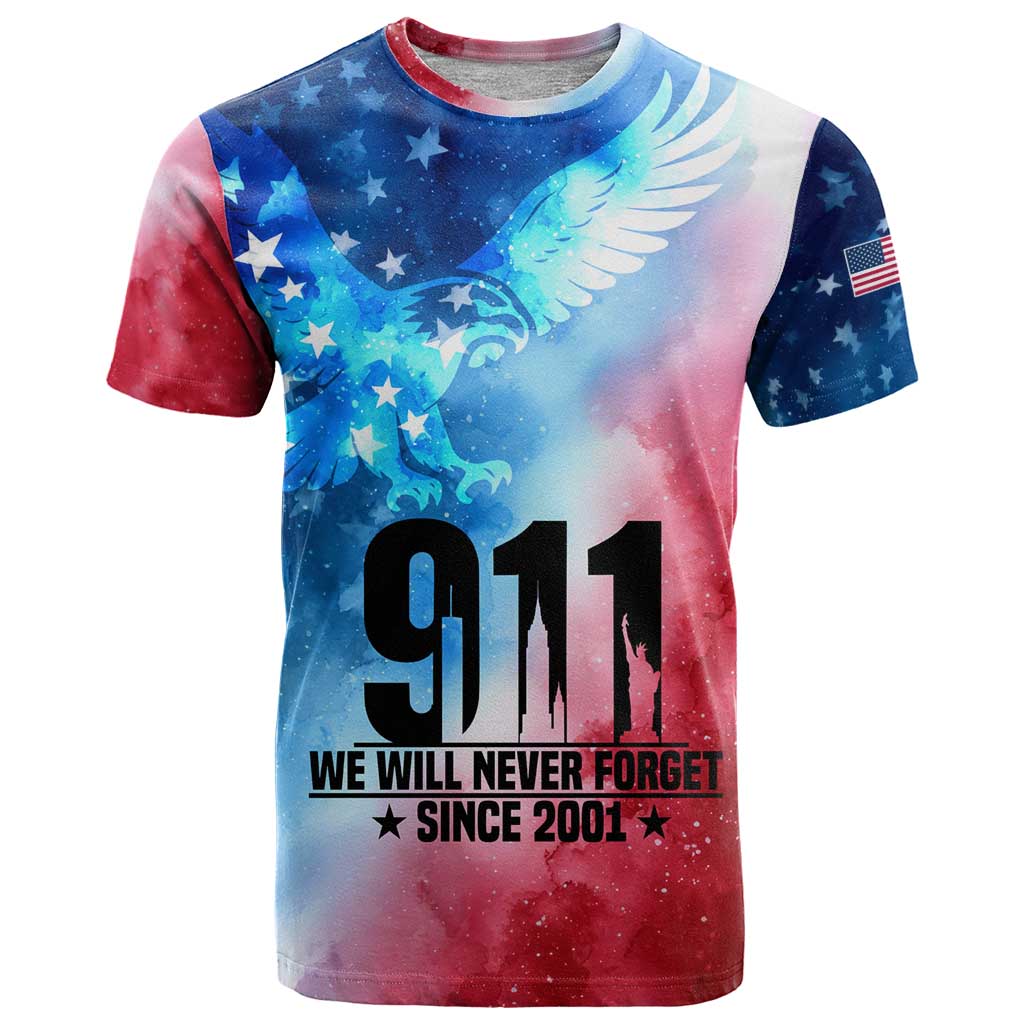 Patriotic 911 Memorial Patriot Day T Shirt American Flag and Bald Eagle - Wonder Print Shop