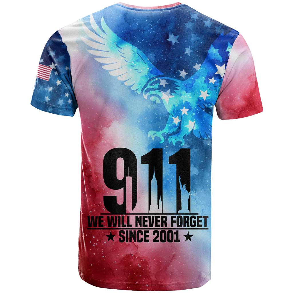 Patriotic 911 Memorial Patriot Day T Shirt American Flag and Bald Eagle - Wonder Print Shop
