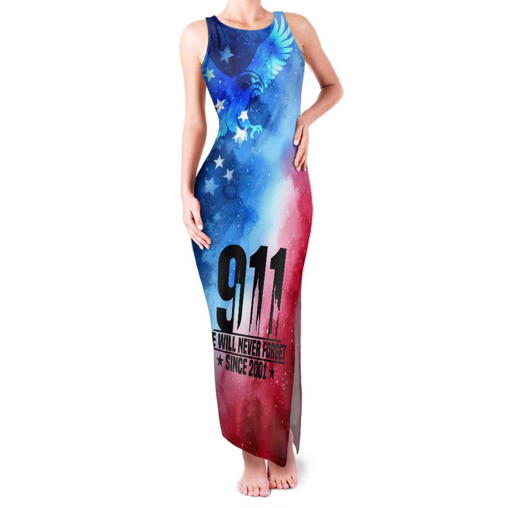 Patriotic 911 Memorial Patriot Day Tank Maxi Dress American Flag and Bald Eagle - Wonder Print Shop
