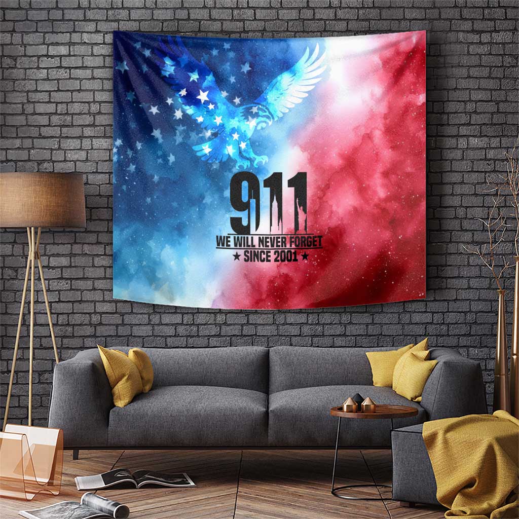 Patriotic 911 Memorial Patriot Day Tapestry American Flag and Bald Eagle - Wonder Print Shop