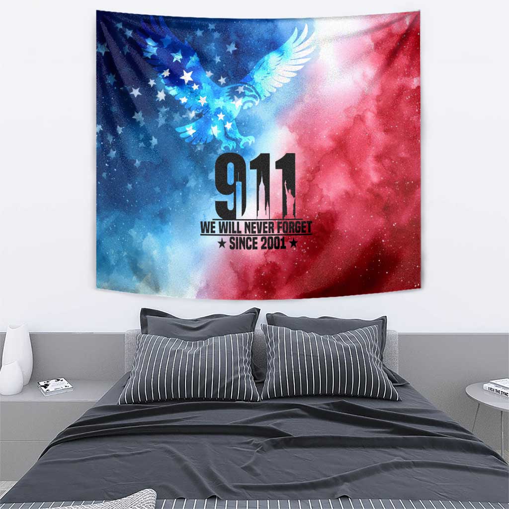 Patriotic 911 Memorial Patriot Day Tapestry American Flag and Bald Eagle - Wonder Print Shop