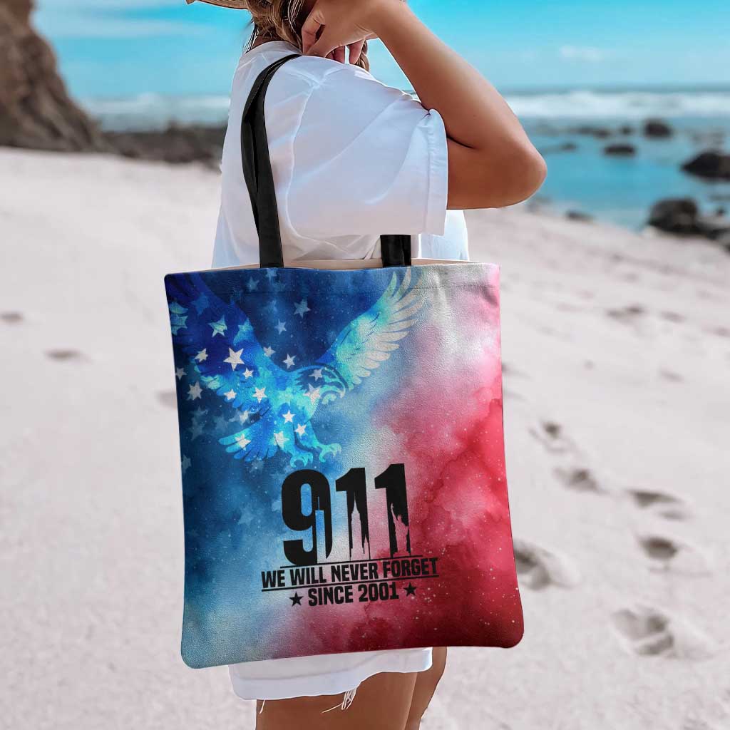 Patriotic 911 Memorial Patriot Day Tote Bag American Flag and Bald Eagle - Wonder Print Shop