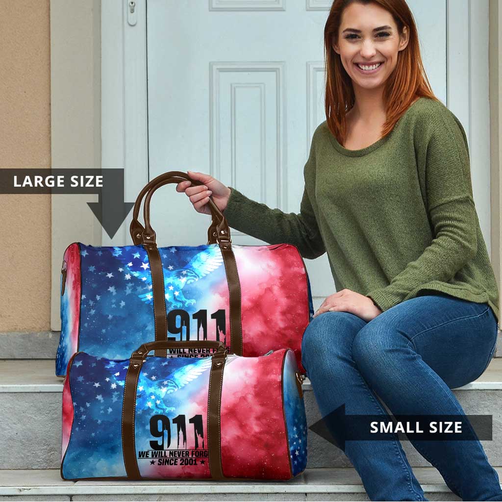 Patriotic 911 Memorial Patriot Day Travel Bag American Flag and Bald Eagle - Wonder Print Shop