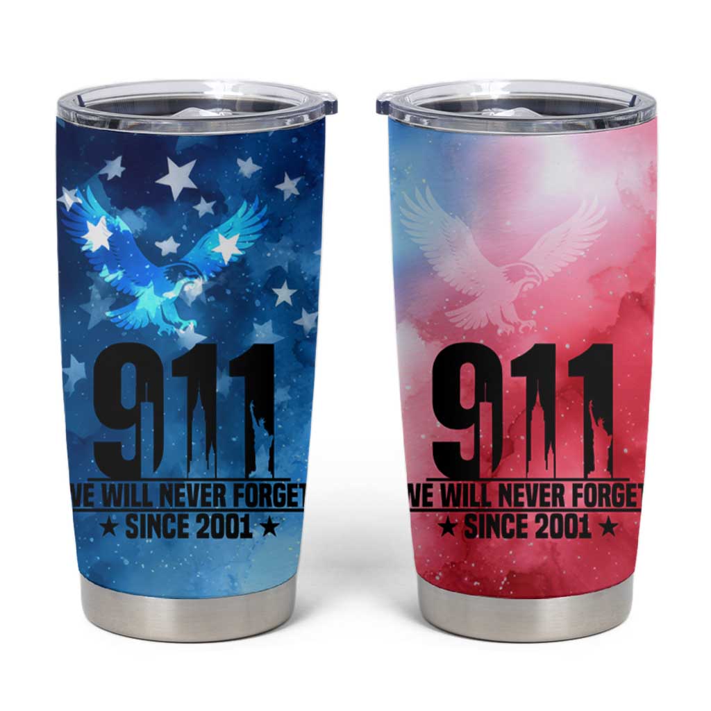 Patriotic 911 Memorial Patriot Day Tumbler Cup American Flag and Bald Eagle - Wonder Print Shop