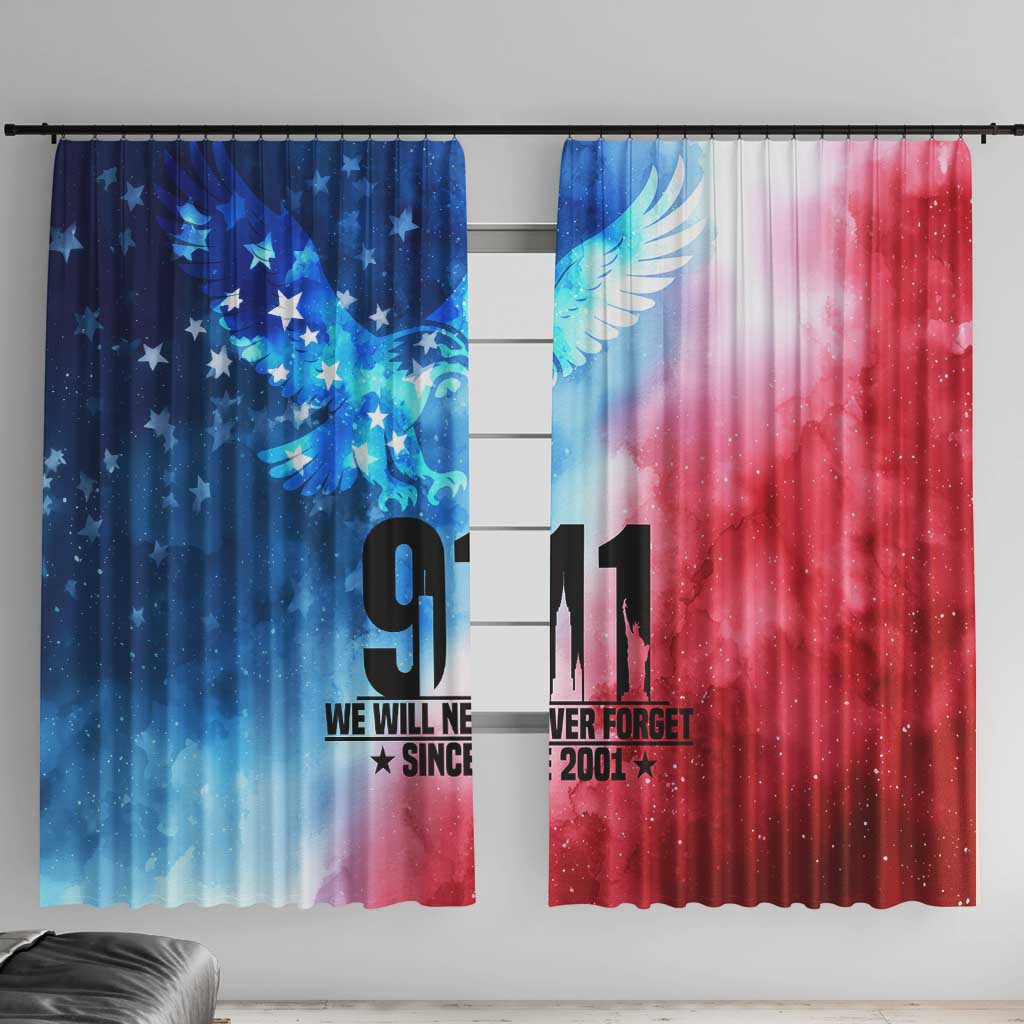 Patriotic 911 Memorial Patriot Day Window Curtain American Flag and Bald Eagle - Wonder Print Shop