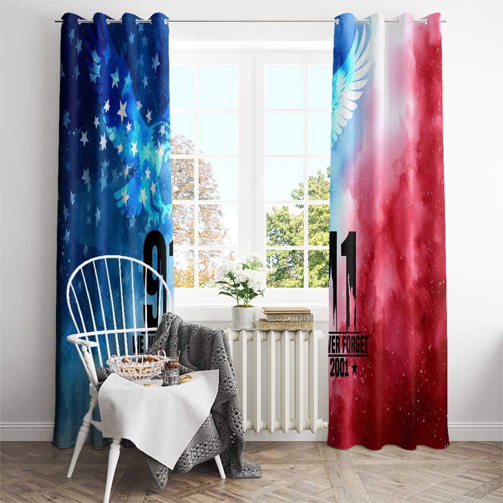 Patriotic 911 Memorial Patriot Day Window Curtain American Flag and Bald Eagle - Wonder Print Shop